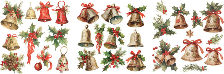 christmas bell watercolor clipart