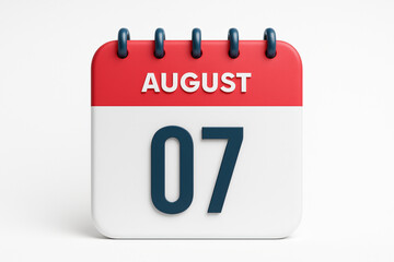 Poster - Calendar Illustrative Rendering Displaying August 7th Date Reminder Appointment Schedule Planning Organization Concept