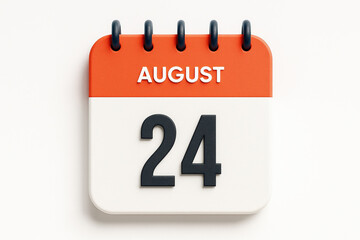 Poster - Calendar Page Displaying August 24th Date Reminder for Important Events and Schedules in Orange and White Colors