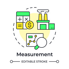 Poster - Measurement multi color concept icon. Resources data gathering. Step in capacity organization processes. Round shape line illustration. Abstract idea. Graphic design. Easy to use in presentation
