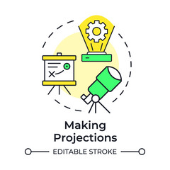 Poster - Making projections multi color concept icon. Future requirements. Step in capacity management processes. Round shape line illustration. Abstract idea. Graphic design. Easy to use in presentation