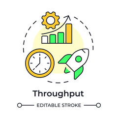 Poster - Throughput multi color concept icon. Actual performance and efficiency. Capacity management metric. Round shape line illustration. Abstract idea. Graphic design. Easy to use in presentation