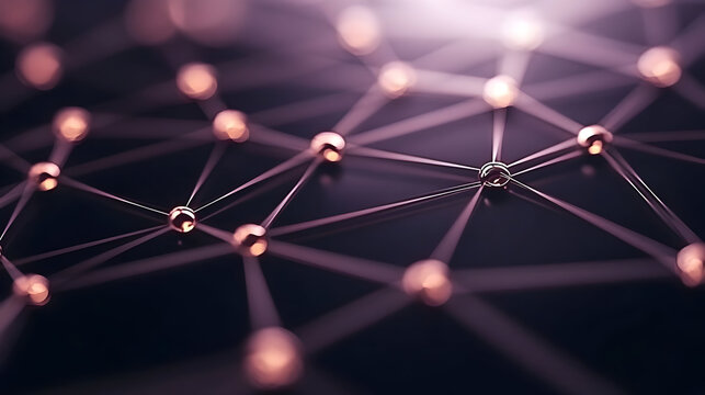 Abstractly arranged colored dots are connected by lines with sorted dots. Data concept