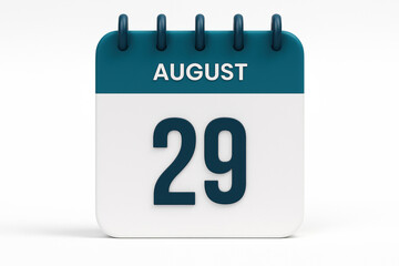 Poster - Calendar Page Mockup Displaying August 29th Date Reminder with Blue and White Design for Important Day Notification