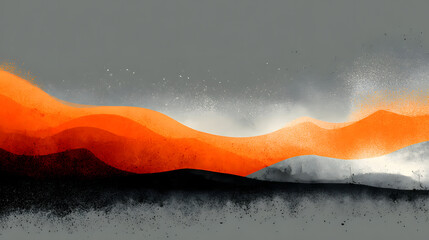 Poster - Grainy background, gray orange red white black abstract color wave noisy texture banner, and poster header cover design. Abstract color gradient background, film grain