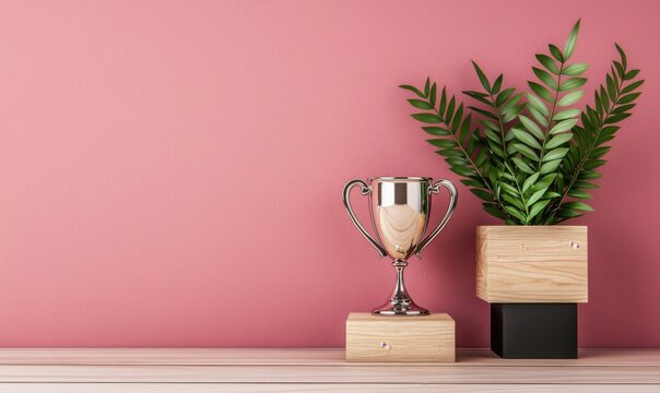 Hyperrealistic trophy, perfectly positioned, rendered in 4-giixel standard showcasing intricate detail and advanced v2-3000h processing in a polished scene.