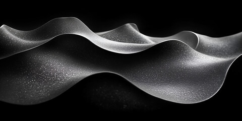 Fototapete - Abstract monochrome image of undulating, textured, silver-colored waves against a dark, contrasting background.