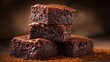 © KunArtworks - Chocolate Brownies on Brown Background.