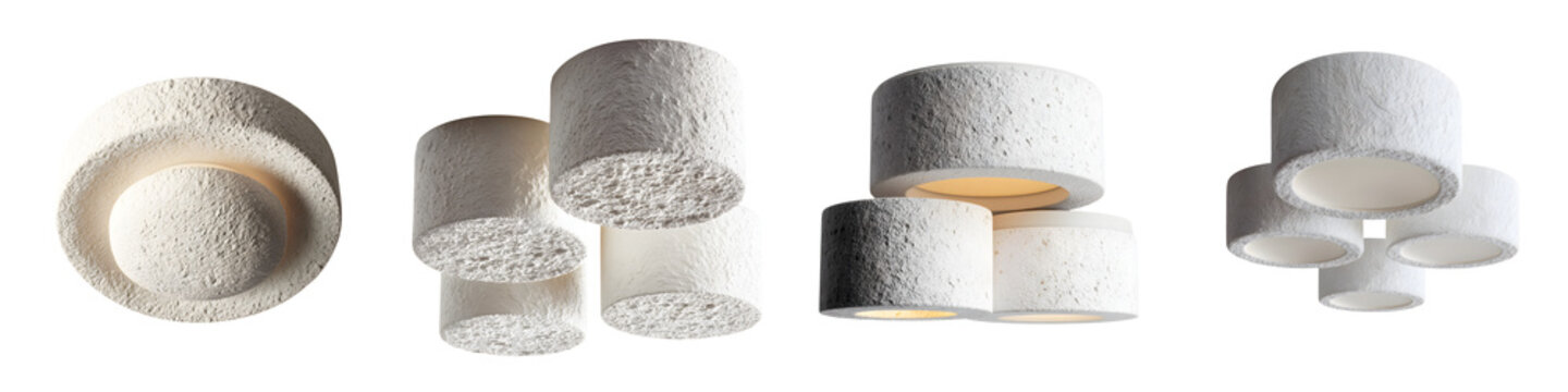 Modern Plaster Ceiling Lights: Stylish Home Lighting Fixtures Isolated