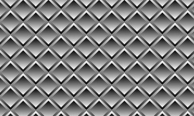 Fototapete - Futuristic design with geometric shape – Seamless 3D square shape pattern design with diamond– Abstract gradient pattern with silver black color for texture, corporate, flyer, media, seminar