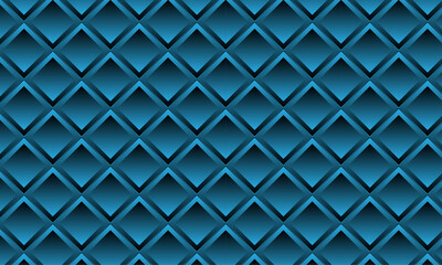 Fototapete - Futuristic design with geometric shape – Seamless 3D square shape pattern design with diamond– Abstract gradient pattern with blue black color for texture, corporate, flyer, media, seminar