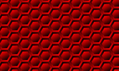 Fototapete - Futuristic design with geometric shape – Seamless 3D hexagonal shape pattern design with line– Abstract gradient pattern with red color for texture, infographic, media, seminar