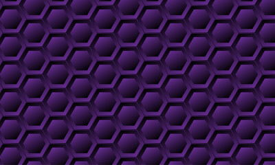 Fototapete - Futuristic design with geometric shape – Seamless 3D hexagonal shape pattern design with line– Abstract gradient pattern with violet color for texture, infographic, media, seminar