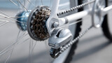 Close-up of a bike gear and chain mechanism.