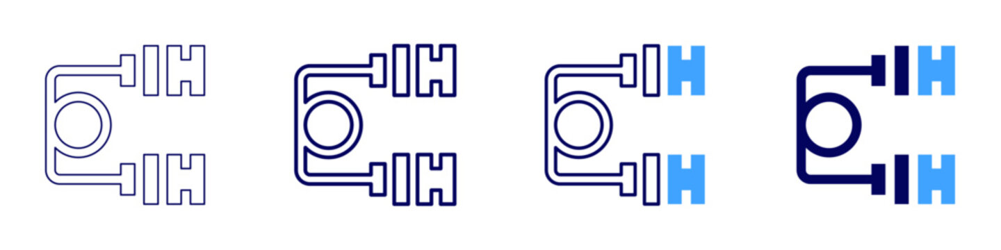 Cable router icon in 4 different styles. Thin Line, Line, Bold Line, Duotone. Duotone style. Editable stroke