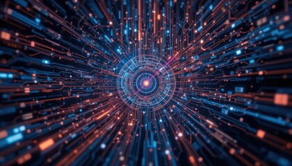 Digital Circuit Tunnel: A Futuristic Tech Abstract