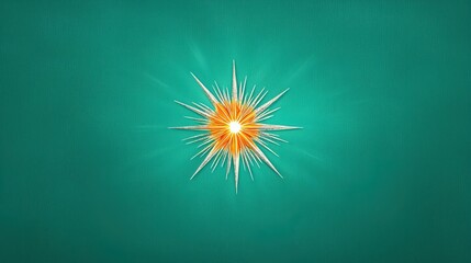 Poster - Mezzotint illustration of radiant silver knitted rays shining out from a central golden knitted star, celebrating the coming of Christ and the divine guidance of Christmas