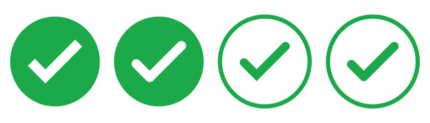 Poster - set of green Tick mark approved . Check mark icon symbols collection . symbol for website computer and mobile isolated on white background. green tick verified badge icon. Social media official accoun