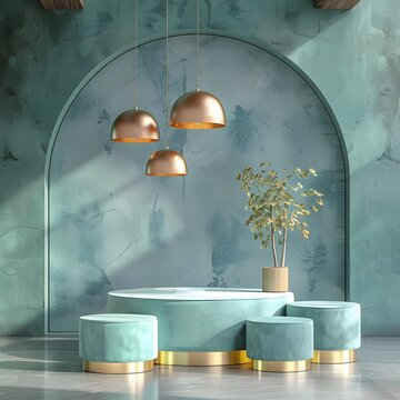 Mint luxury 3d round podium perfect for presenting premium products with a clean minimalist stage, podium, mockup, product mockup