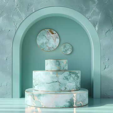 Mint luxury 3d round podium perfect for presenting premium products with a clean minimalist stage, podium, mockup, product mockup