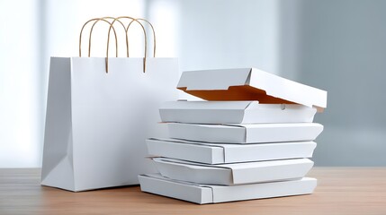Poster - food delivery bag being opened with pizza boxes inside, modern lifestyle