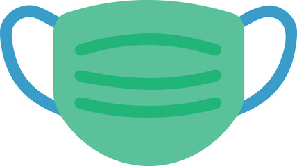 Poster - Vector art of a green and blue icon of a protective face mask