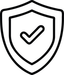 Poster - Vector art of a black outline of a shield with a checkmark inside, symbolizing security and approval
