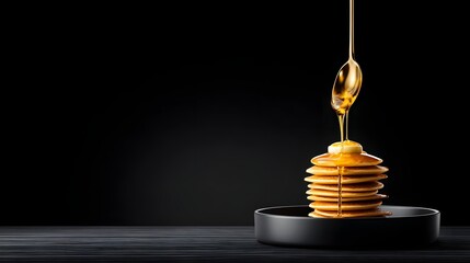 Poster - stacked pancakes with butter melting and syrup dripping