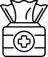 Poster - Vector art of a pack of wet wipes with a medical cross symbol and a water drop, isolated on white background