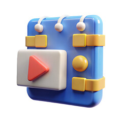 Aufkleber - 3D Render of a Blue Media Player Icon with Play Button on Transparent Background for Digital Content and Entertainment Applications
