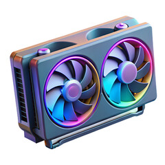 Leinwandbilder - Elevate Your Visuals with a Stunning 3D Render of a High-Performance Graphics Card Featuring Vibrant Neon Accents and Intricate Cooling System Design