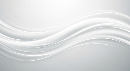 Poster - Elegant flowing white and silver abstract background with smooth curves and highlights creating a sense of motion and sophistication