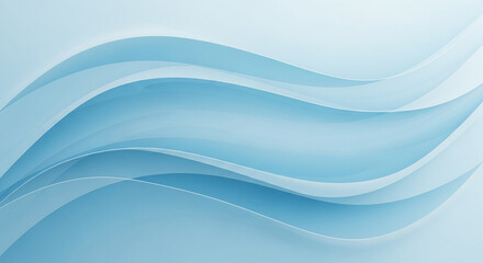 Poster - Abstract flowing waves of light blue and white creating a serene and modern background with a sense of gentle movement and depth