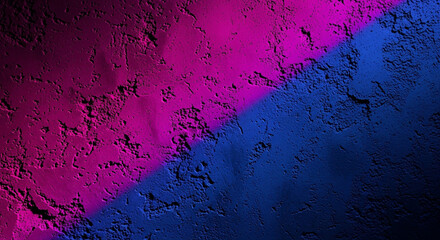 Poster - Textured surface illuminated by a gradient of vibrant magenta and deep indigo light creating a dramatic and abstract visual