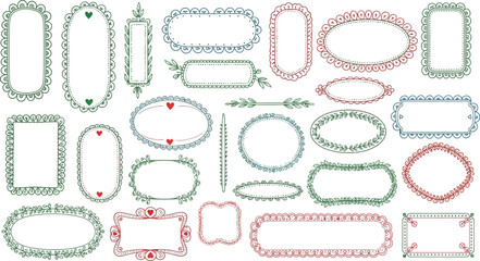 Poster - Decorative doodle frames with hearts offer a whimsical design element for scrapbooks