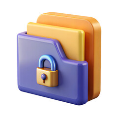 Aufkleber - Protected Folder 3D Icon with Lock for Secure File Storage and Data Privacy on Transparent Background for Confidential Information