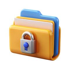 Aufkleber - Secure Data Folder 3D Icon with Padlock for Confidential File Management and Privacy Protection on Transparent Background for Digital Security
