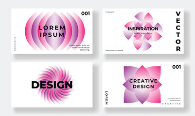 Poster - Modern vibrant gradient business card vector. Set of creative poster with colorful, circle, geometric shapes, polygon. Gradient background for brochure, flyer, wallpaper, banner, cover template.