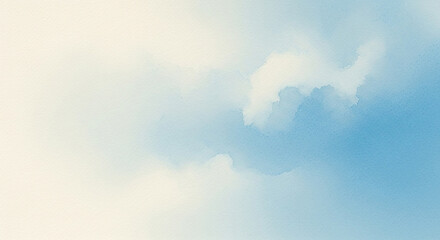 Poster - Soft watercolor wash of pale yellow fading into a gentle sky blue with subtle cloudy textures evoking a serene and airy atmosphere
