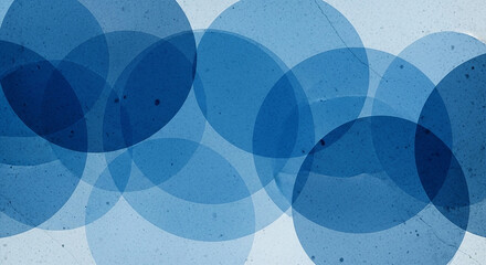 Poster - Abstract overlapping blue circles with a textured grunge effect creating a modern and dynamic background design