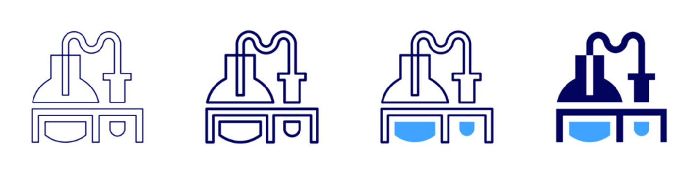 Flask cooling icon in 4 different styles. Thin Line, Line, Bold Line, Duotone. Duotone style. Editable stroke