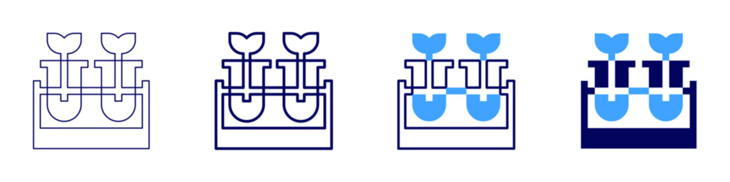 Flask json icon in 4 different styles. Thin Line, Line, Bold Line, Duotone. Duotone style. Editable stroke