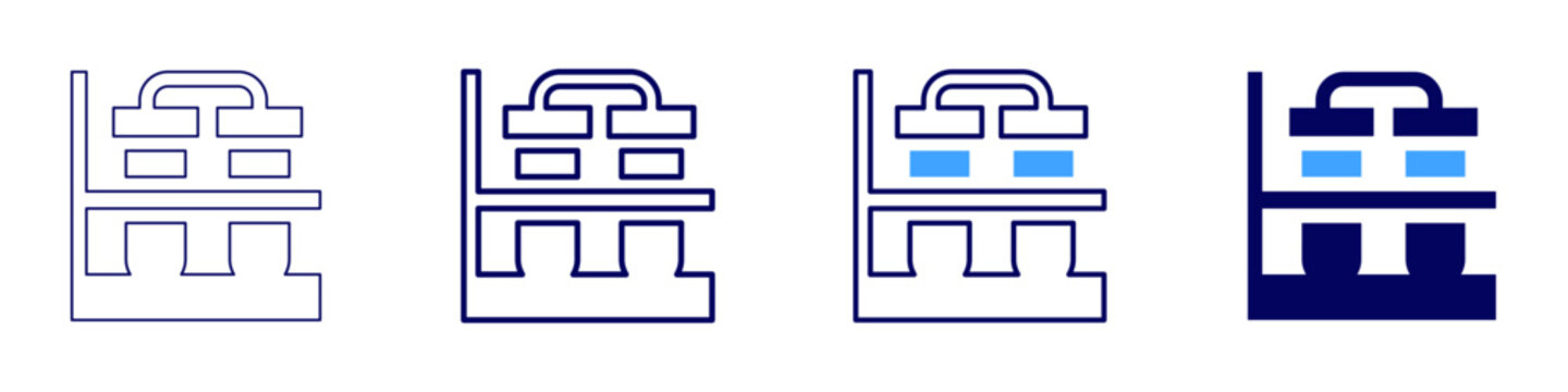 Flask evaporation icon in 4 different styles. Thin Line, Line, Bold Line, Duotone. Duotone style. Editable stroke