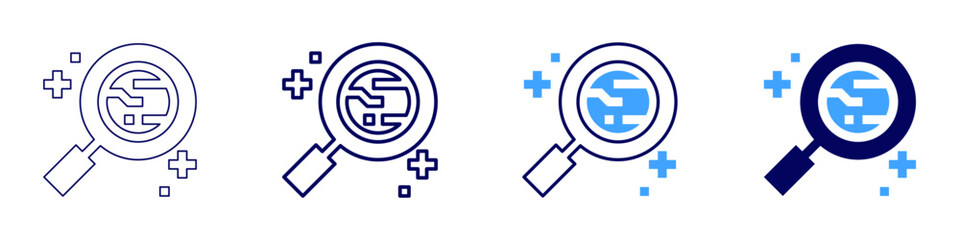 Poster - Pulsar signal icon in 4 different styles. Thin Line, Line, Bold Line, Duotone. Duotone style. Editable stroke