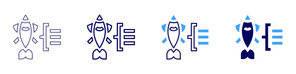 Poster - Radio signal icon in 4 different styles. Thin Line, Line, Bold Line, Duotone. Duotone style. Editable stroke