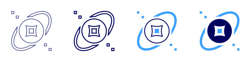 Poster - Solar eclipse icon in 4 different styles. Thin Line, Line, Bold Line, Duotone. Duotone style. Editable stroke