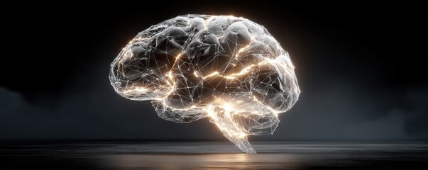 Poster - Digital representation of an illuminated brain in a neural network style