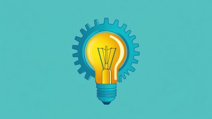 Poster - Bulb in gear outline icon, line style Light bulbs and fixtures in them can emit light that is used to illuminate a room Vector innovation illustration Editable stroke EPS 10