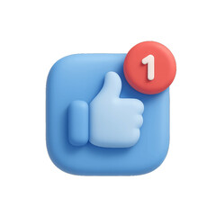 Fototapete - 3D rendered like icon with a notification bubble showing the number one.