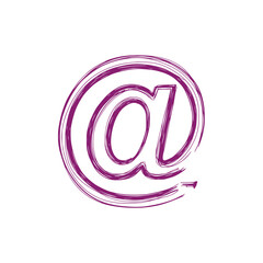 Poster - Purple line drawing of at symbol isolated vector image on transparent background